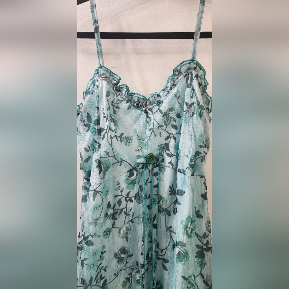 Sensations Pour Elle Floral Blue Maxi Dress, Size Small. View 2